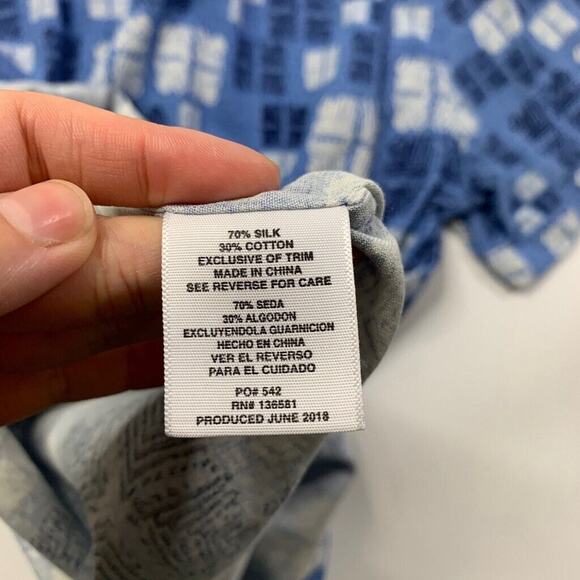 Nat Nast Shirt Mens XL Blue Navy Silk Blend Luxury Originals Button Up Hawaiian - Picture 7 of 9